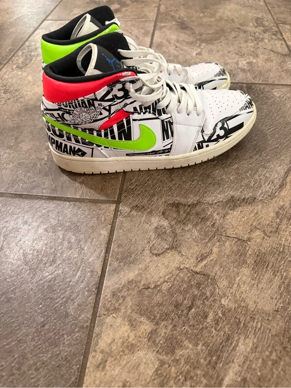 Nike Air Jordan 1 Mid All Over Logos Size 11.5 Rare Shoes